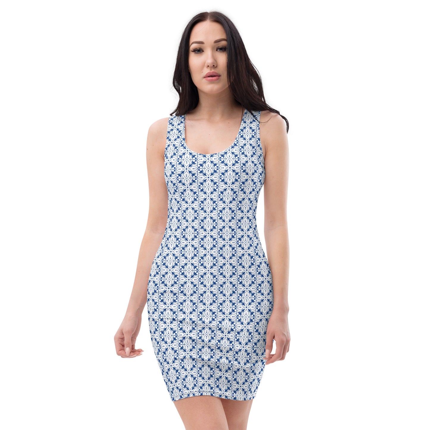 Azulejos - White/Blue - Cut & Sew Dress