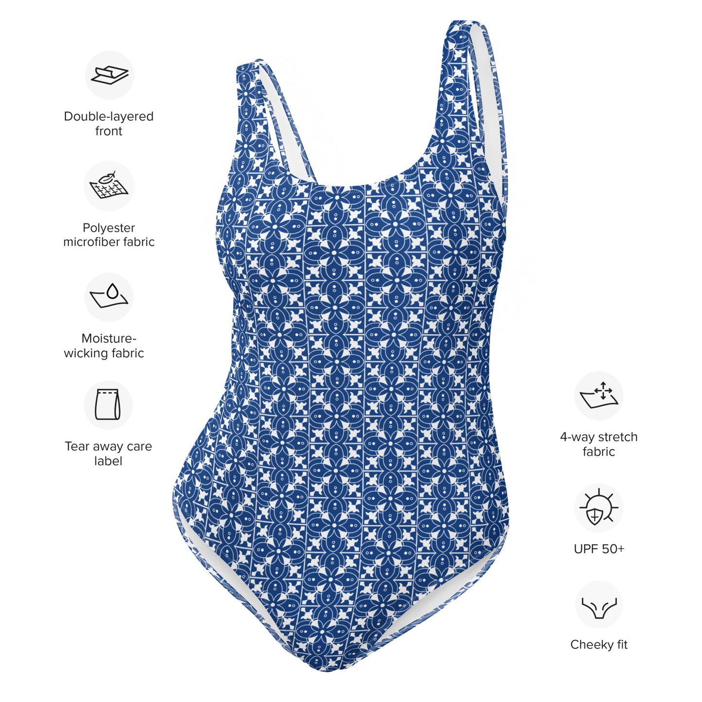 Azulejos - Blue/White - One-Piece Swimsuit