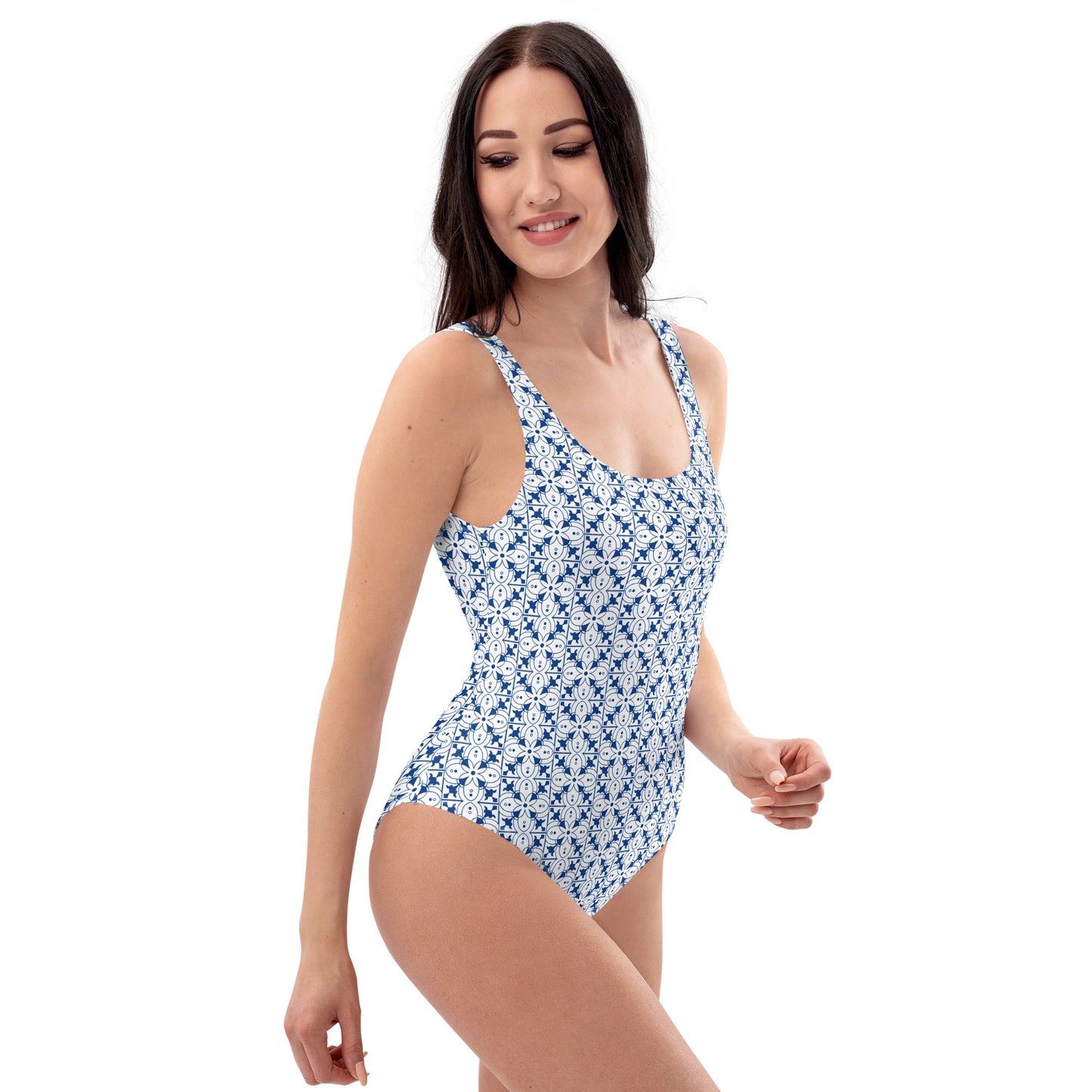 Azulejos - White/Blue - One-Piece Swimsuit