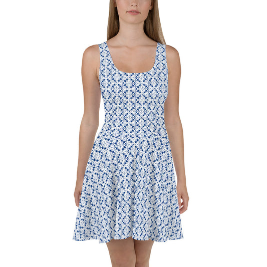 Azulejos - White/Blue - Skater Dress