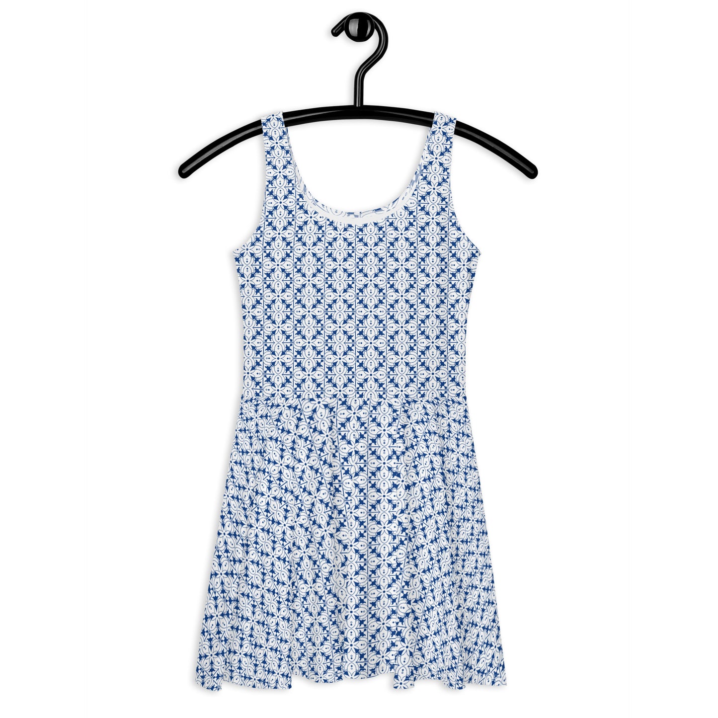 Azulejos - White/Blue - Skater Dress