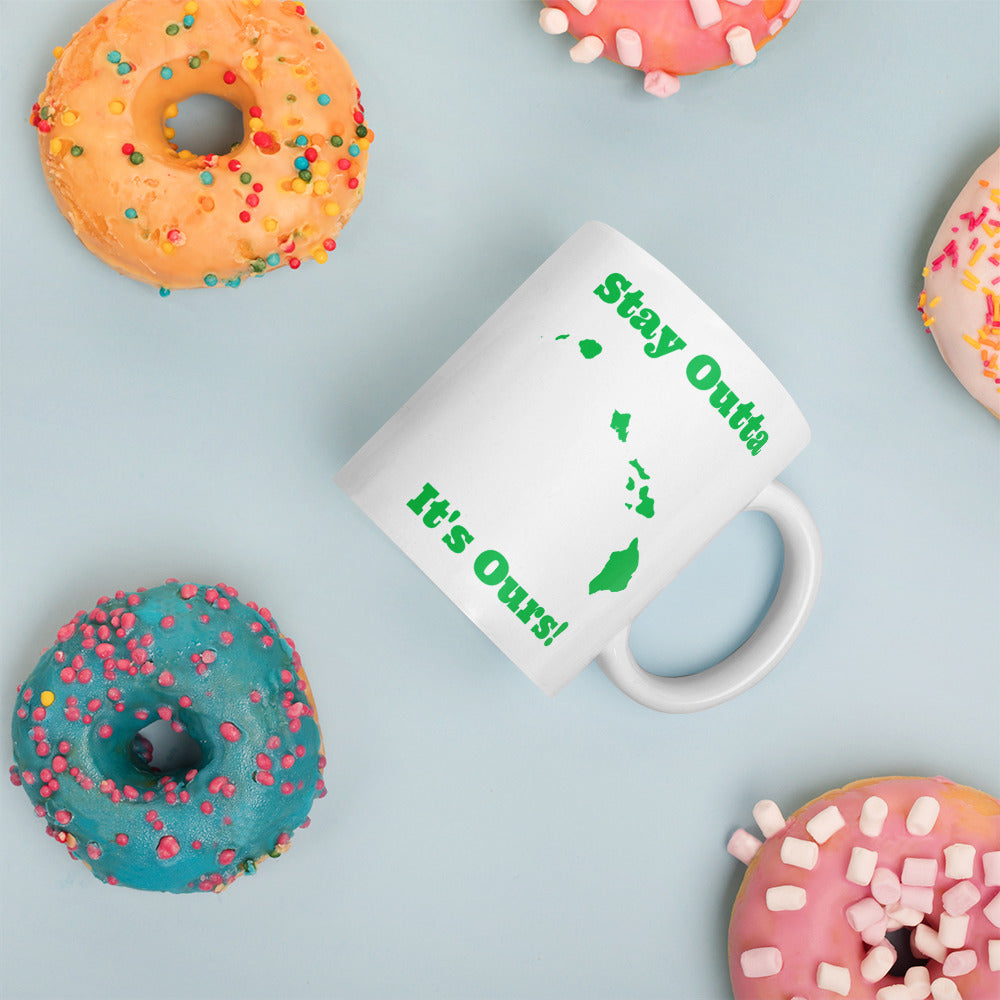 Stay Outta Hawaii - Green Font - White Glossy Mug