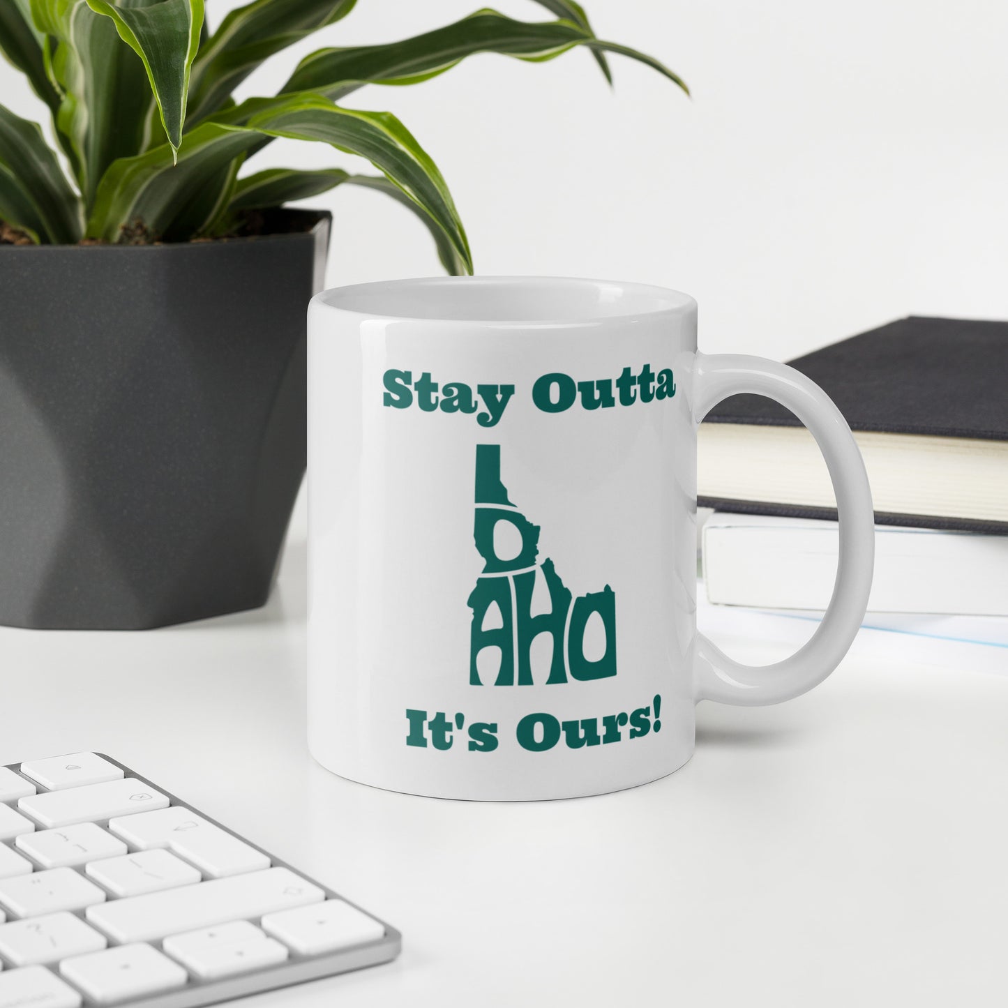Stay Outta Idaho - Dark Green Font - White Glossy Mug