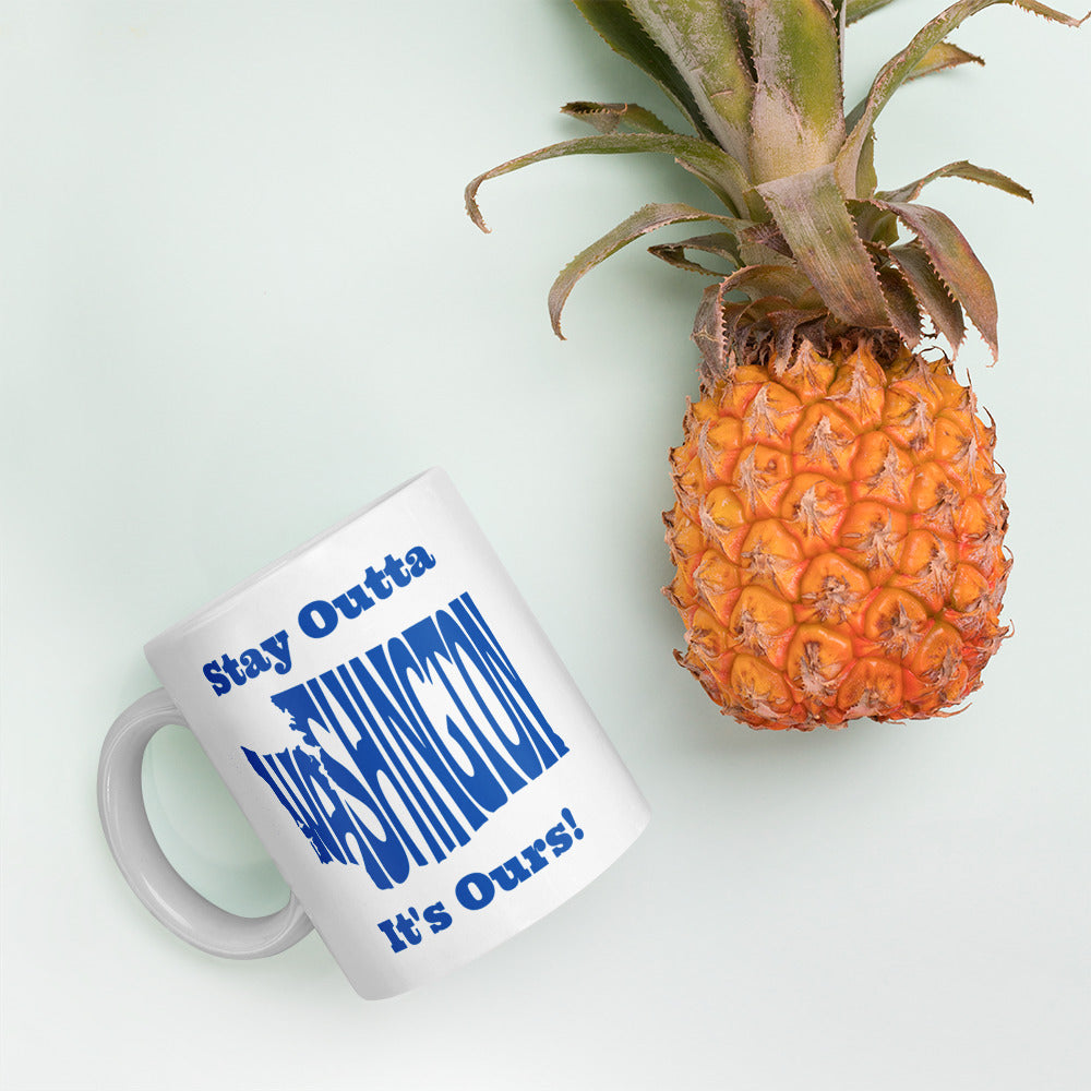 Stay Outta Washington - Dark Blue Font - White Glossy Mug