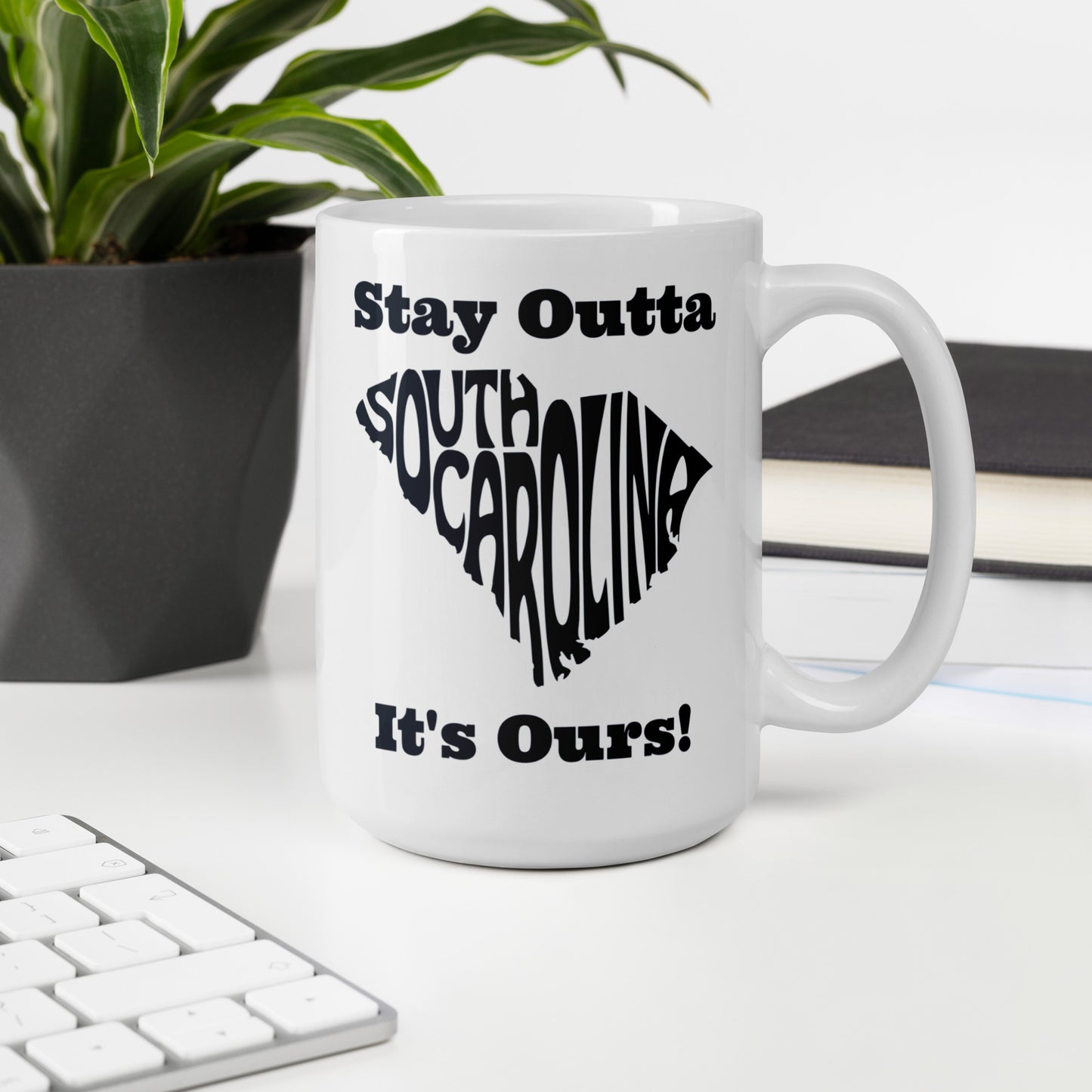 Stay Outta South Carolina - Black Font - White Glossy Mug
